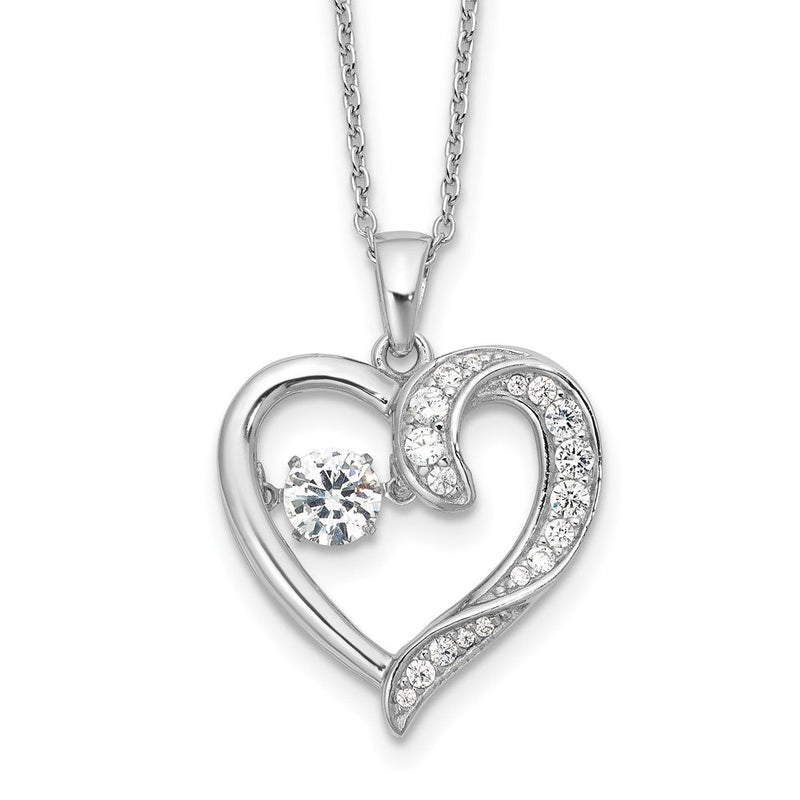 Sterlingsilber Cheryl M Rhodiniert Lebhaft Zirkonia Herz mit 2 Zoll Verlängerung. Halskette