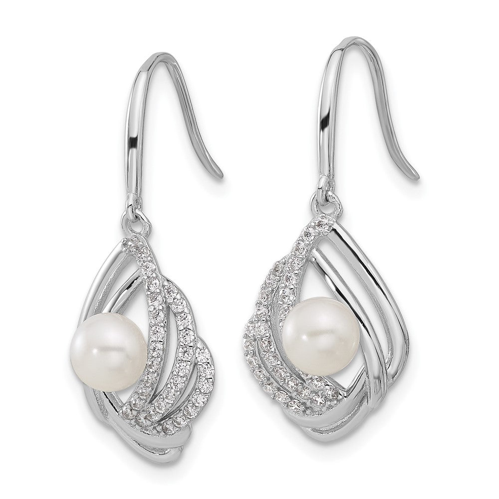 Sterlingsilber Cheryl M Rhodiniert Zirkonia & Fwc Perle Ohrhänger