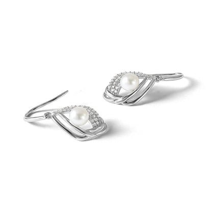 Sterlingsilber Cheryl M Rhodiniert Zirkonia & Fwc Perle Ohrhänger