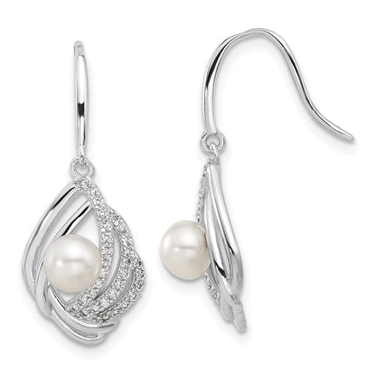 Sterlingsilber Cheryl M Rhodiniert Zirkonia & Fwc Perle Ohrhänger