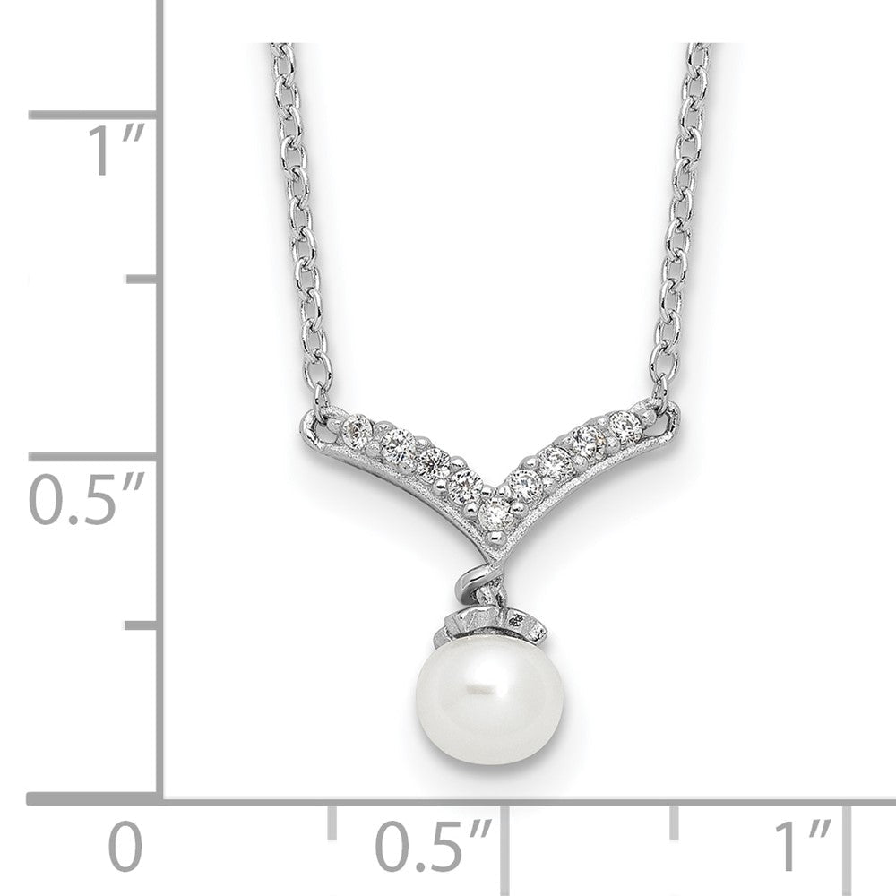 Sterlingsilber Cheryl M Rhodiniert Zirkonia & Fwc Perle Halskette