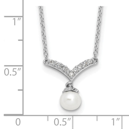 Sterlingsilber Cheryl M Rhodiniert Zirkonia & Fwc Perle Halskette