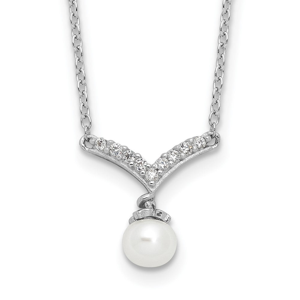 Sterlingsilber Cheryl M Rhodiniert Zirkonia & Fwc Perle Halskette