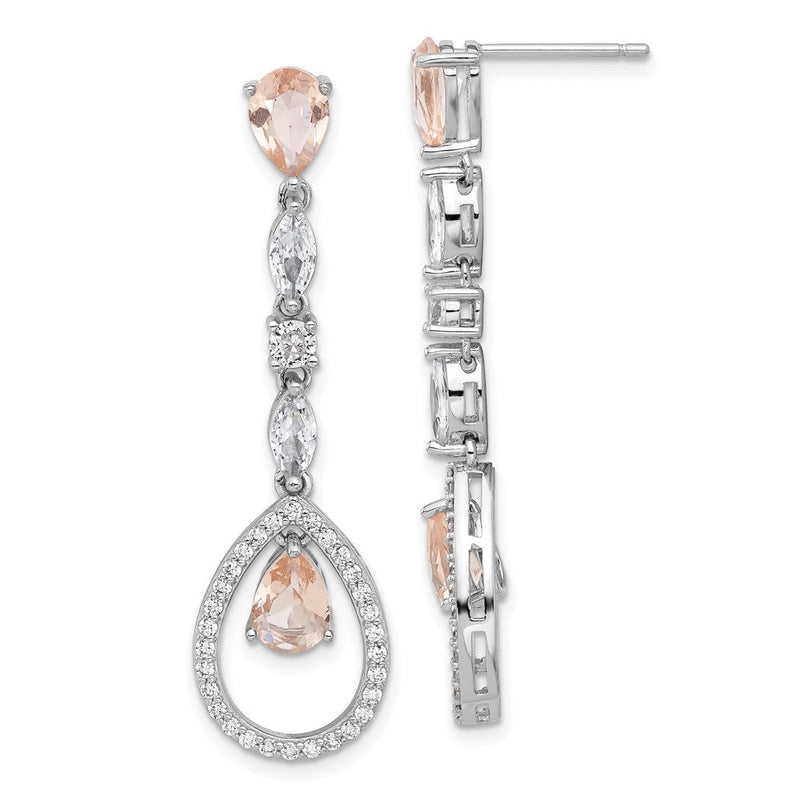 Sterlingsilber Cheryl M Rhodiniert-plate Fantasie Zirkonia & Synthetisch Morganit Stecker Ohrhänger