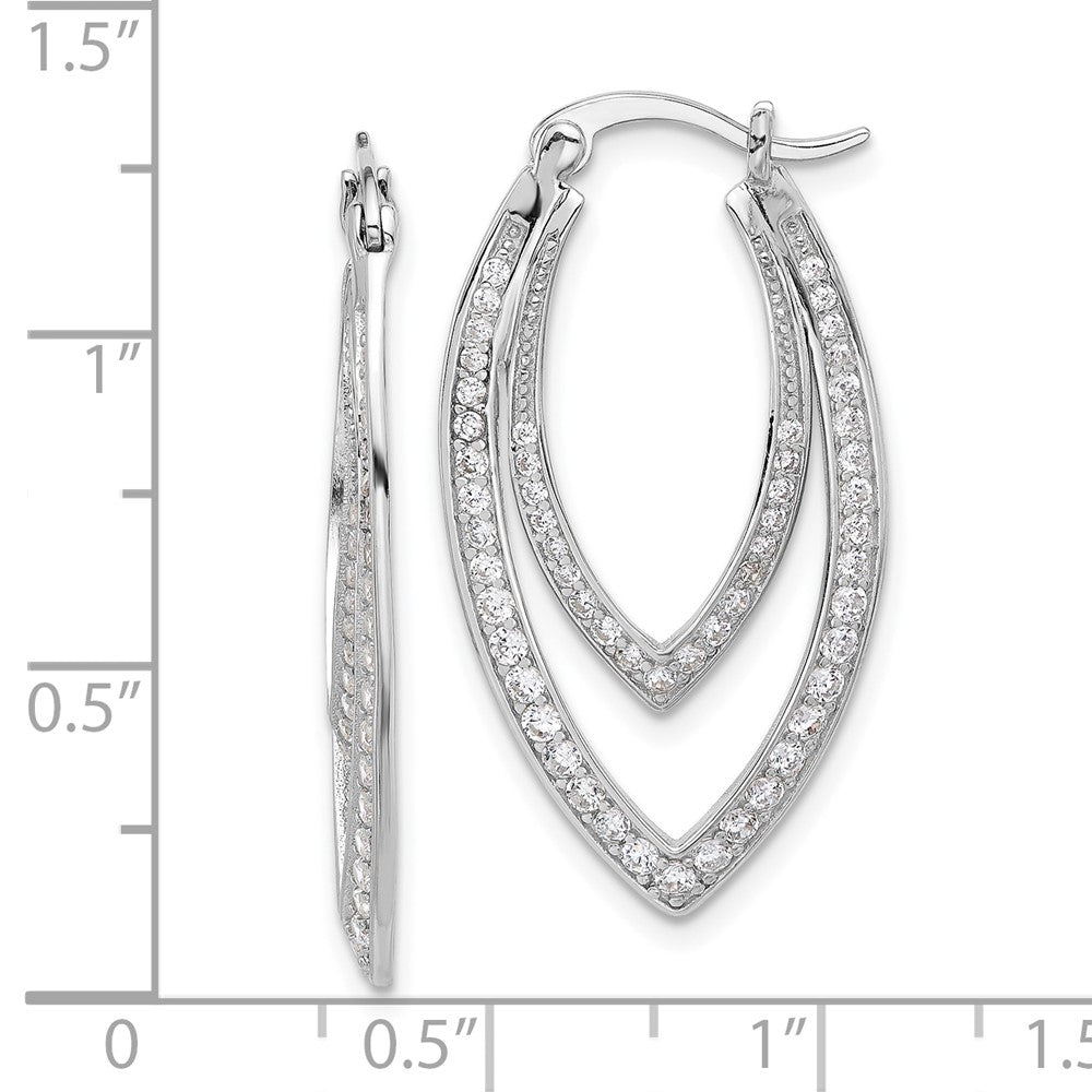 Sterlingsilber Cheryl M Rhodiniert Zirkonia Doppelt Marquise Creolen