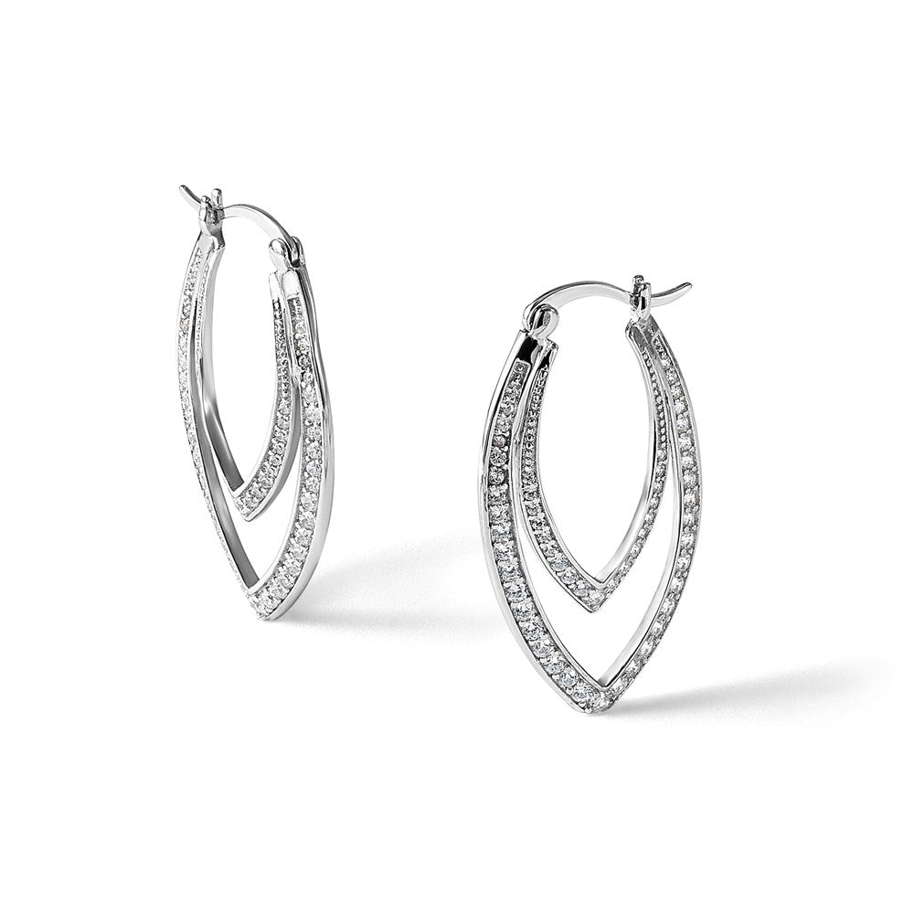Sterlingsilber Cheryl M Rhodiniert Zirkonia Doppelt Marquise Creolen