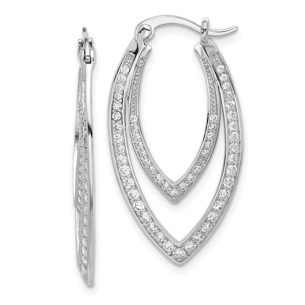 Sterlingsilber Cheryl M Rhodiniert Zirkonia Doppelt Marquise Creolen