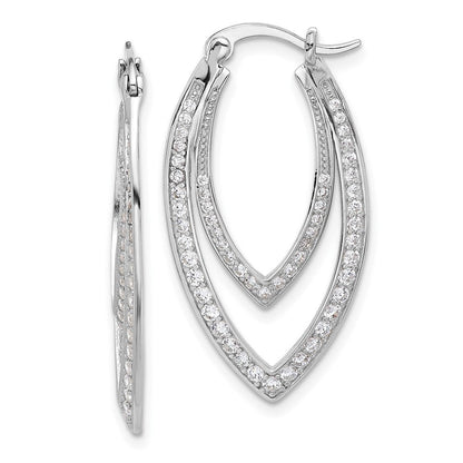 Sterlingsilber Cheryl M Rhodiniert Zirkonia Doppelt Marquise Creolen