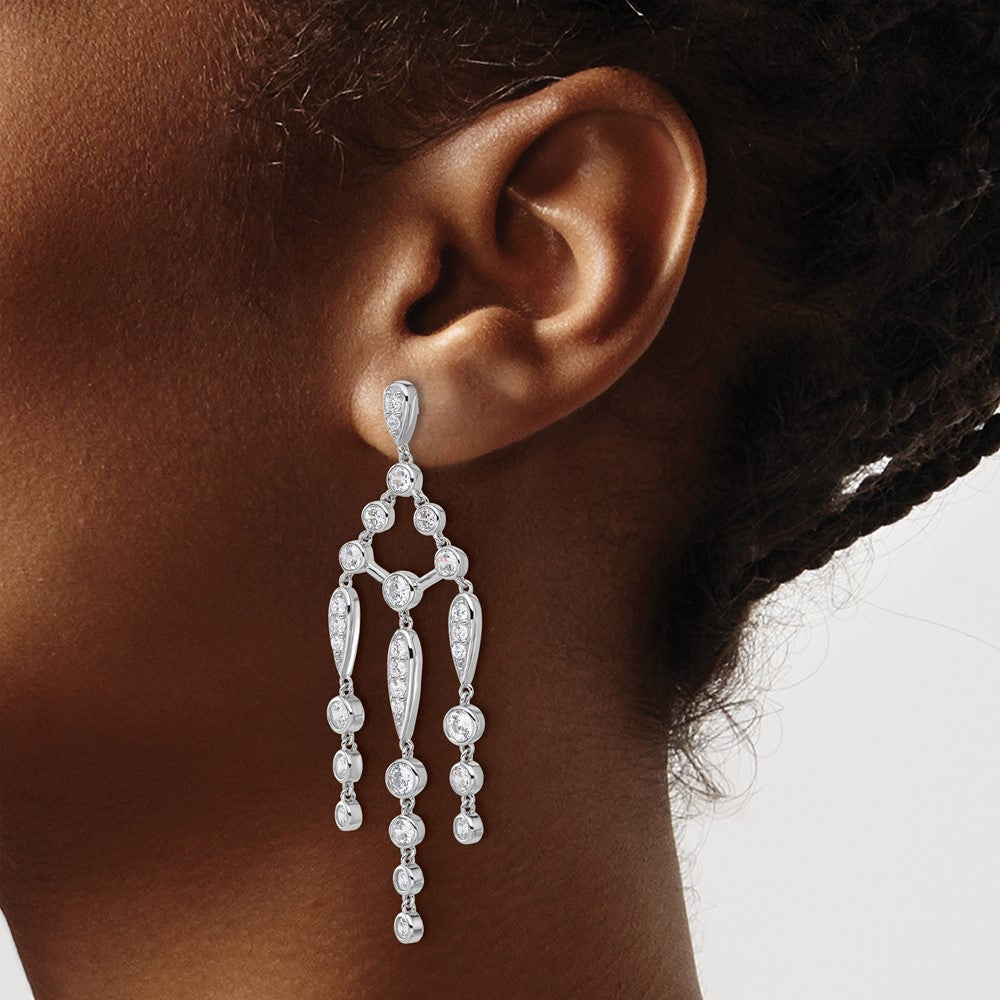 Sterlingsilber Cheryl M Rhodiniert Zirkonia Chandelier Stecker Ohrhänger