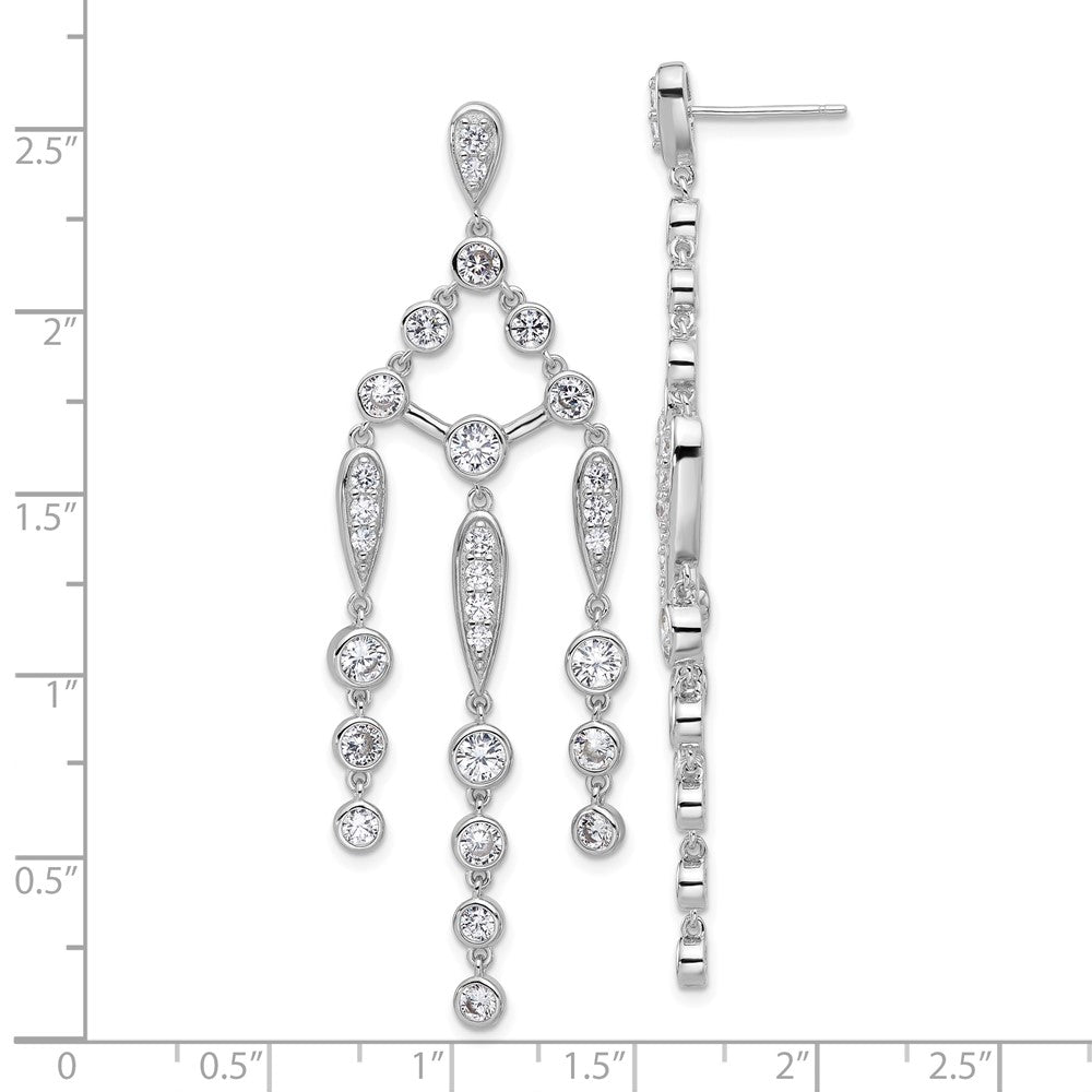 Sterlingsilber Cheryl M Rhodiniert Zirkonia Chandelier Stecker Ohrhänger