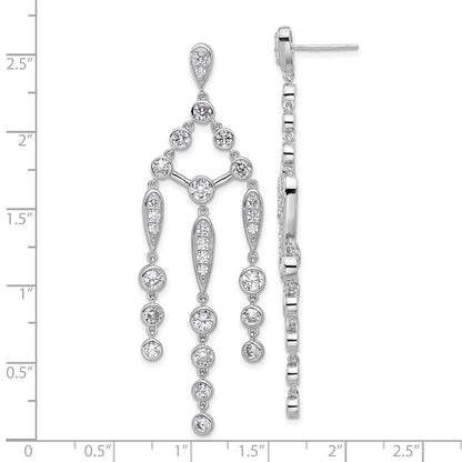 Sterlingsilber Cheryl M Rhodiniert Zirkonia Chandelier Stecker Ohrhänger