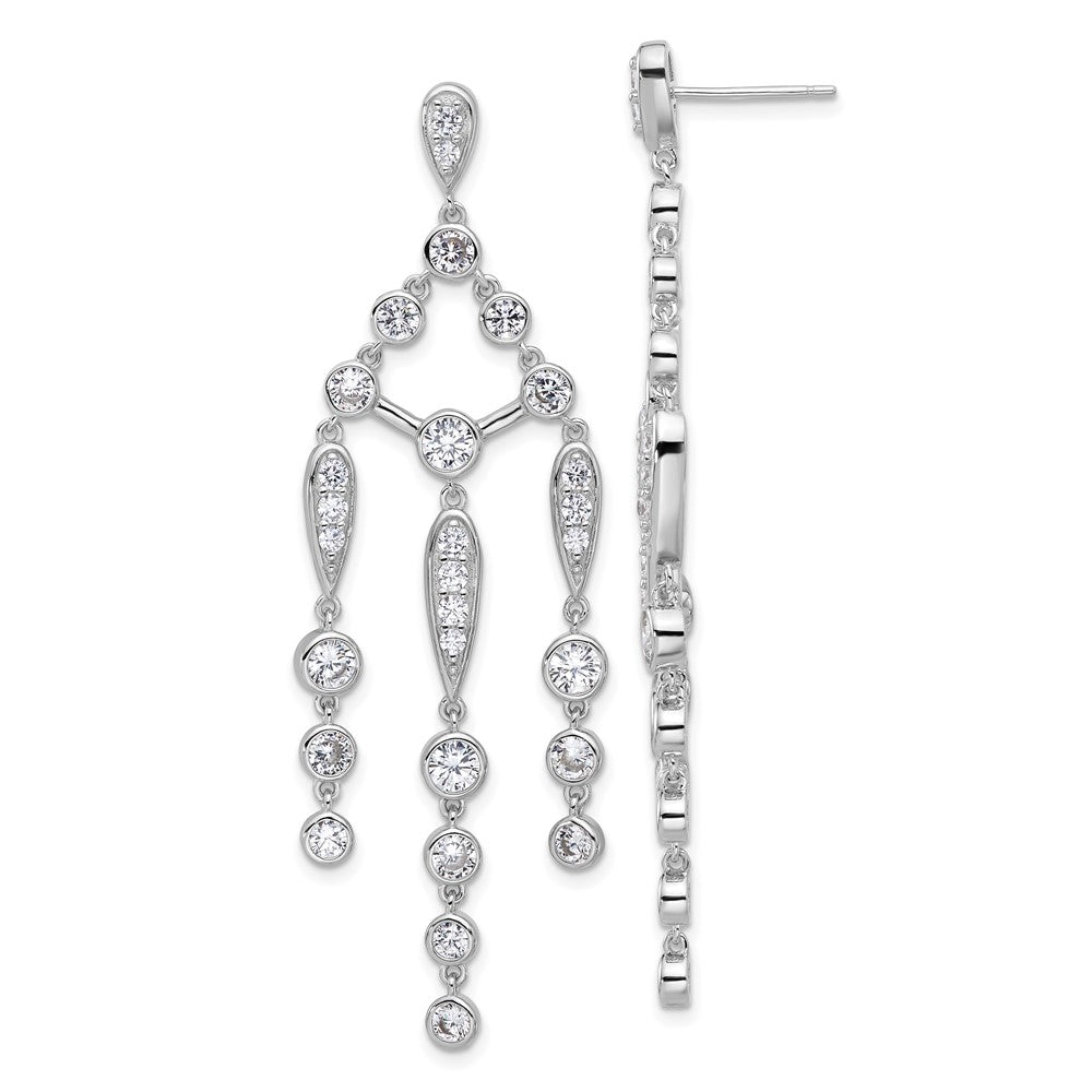 Sterlingsilber Cheryl M Rhodiniert Zirkonia Chandelier Stecker Ohrhänger