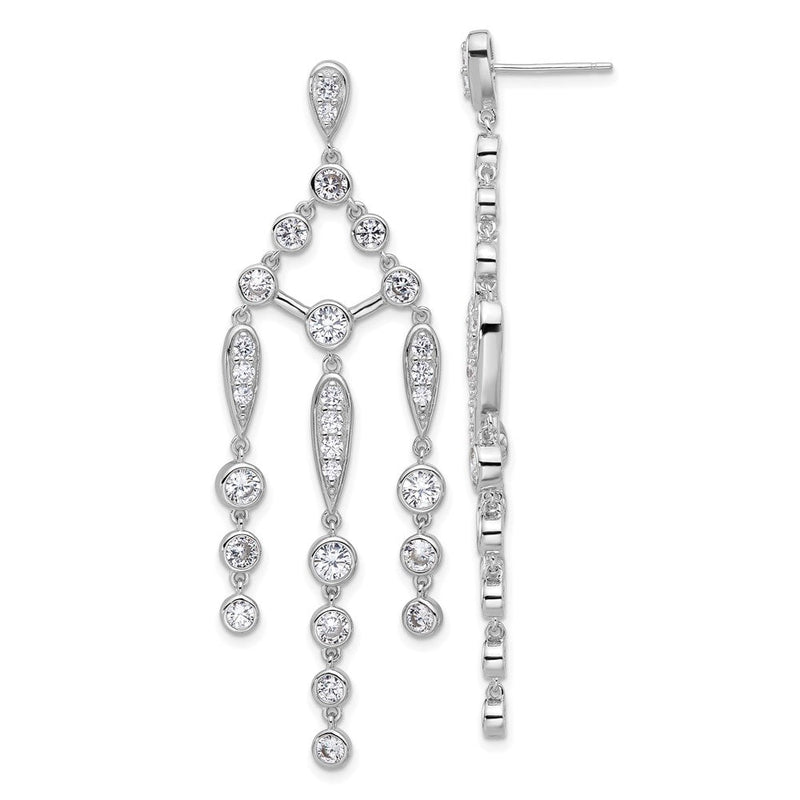 Sterlingsilber Cheryl M Rhodiniert Zirkonia Chandelier Stecker Ohrhänger