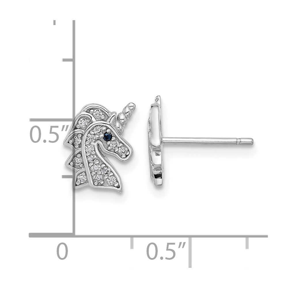 Sterlingsilber Cheryl M Rhodiniert Schwarz & Weiß Zirkonia Einhorn Ohrstecker