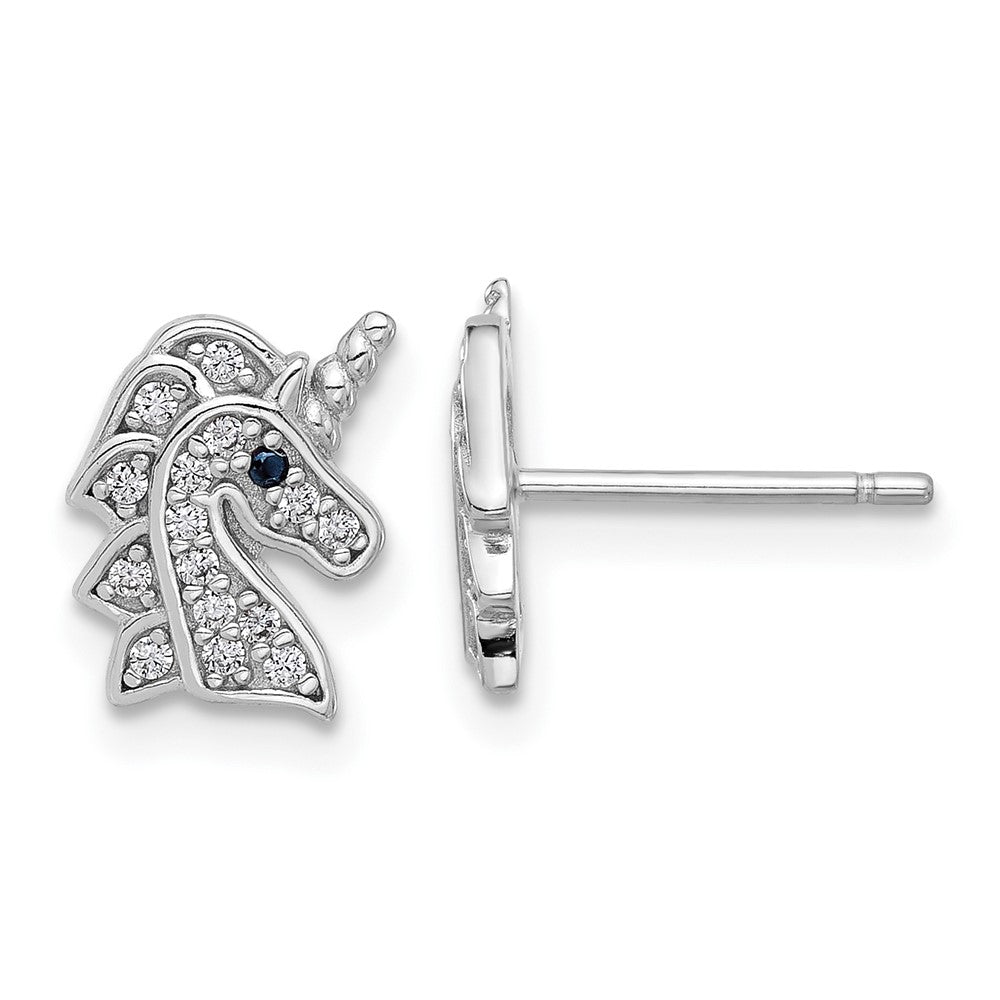 Sterlingsilber Cheryl M Rhodiniert Schwarz & Weiß Zirkonia Einhorn Ohrstecker