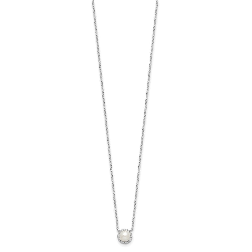 Sterlingsilber Cheryl M Rhodiniert Zirkonia & Fwc Perle Halskette