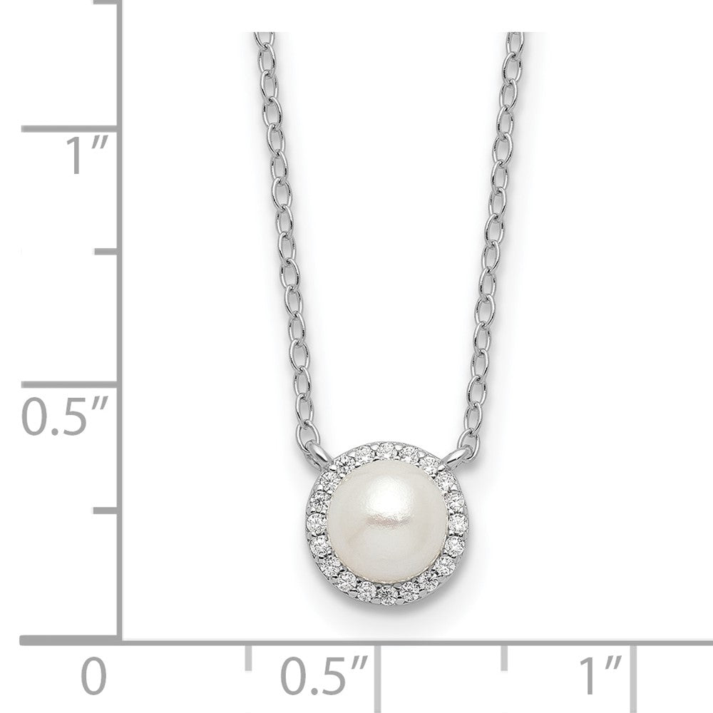 Sterlingsilber Cheryl M Rhodiniert Zirkonia & Fwc Perle Halskette