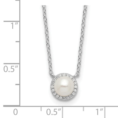 Sterlingsilber Cheryl M Rhodiniert Zirkonia & Fwc Perle Halskette