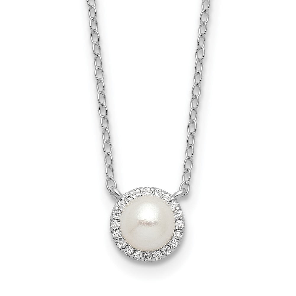Sterlingsilber Cheryl M Rhodiniert Zirkonia & Fwc Perle Halskette