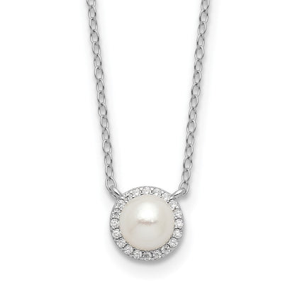 Sterlingsilber Cheryl M Rhodiniert Zirkonia & Fwc Perle Halskette