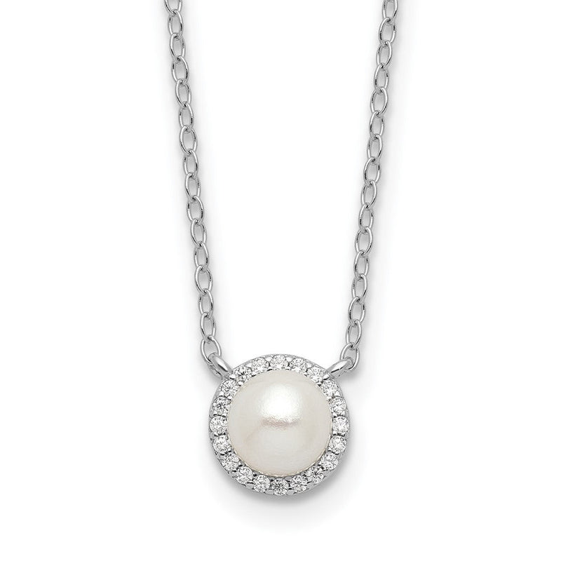 Sterlingsilber Cheryl M Rhodiniert Zirkonia & Fwc Perle Halskette
