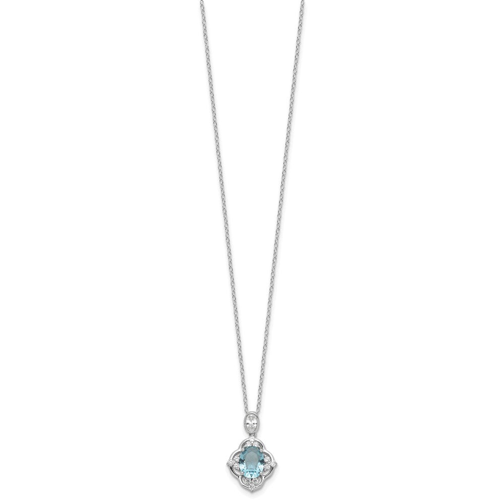 Sterlingsilber Cheryl M Rhodiniert Zirkonia & Blau Glas Halskette