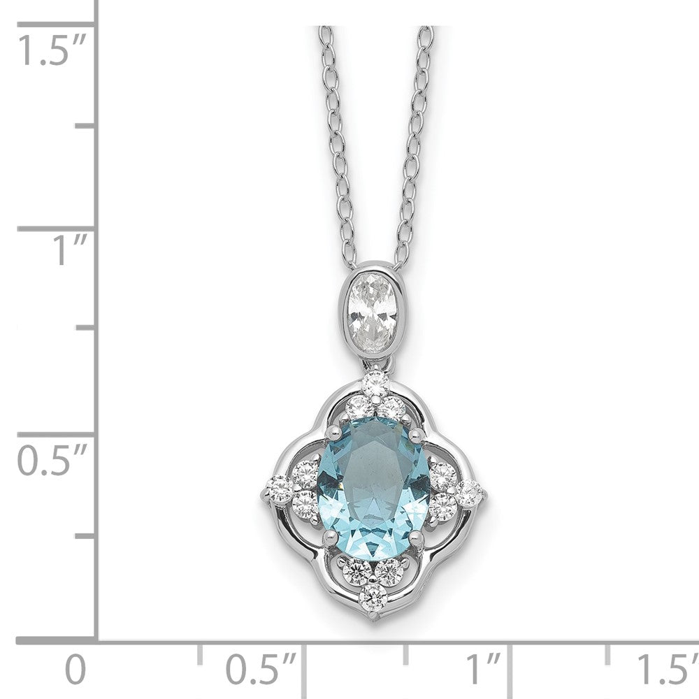 Sterlingsilber Cheryl M Rhodiniert Zirkonia & Blau Glas Halskette