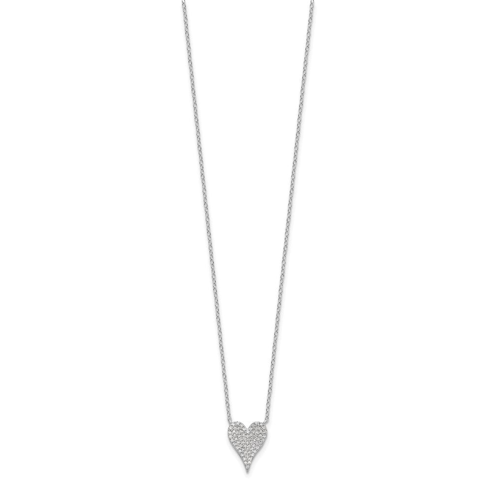 Sterlingsilber Cheryl M Rhodiniert Pavé Zirkonia Herz Halskette