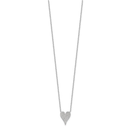 Sterlingsilber Cheryl M Rhodiniert Pavé Zirkonia Herz Halskette