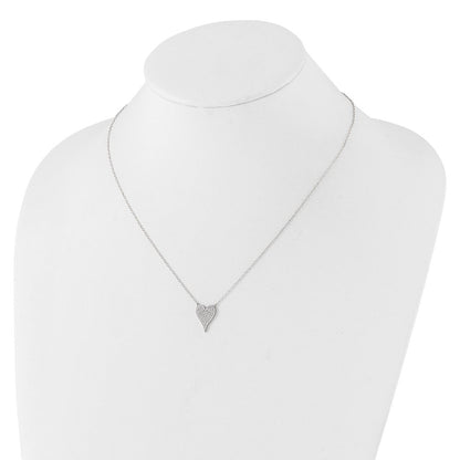 Sterlingsilber Cheryl M Rhodiniert Pavé Zirkonia Herz Halskette