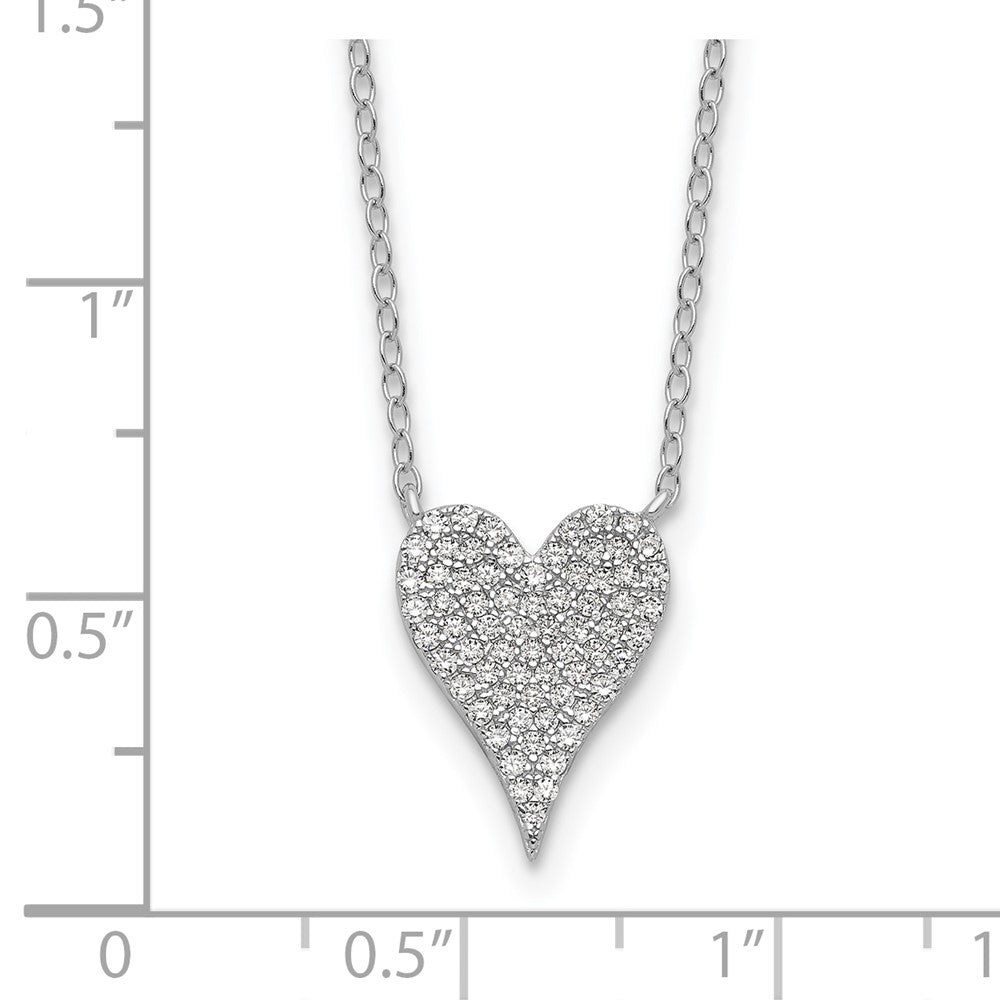 Sterlingsilber Cheryl M Rhodiniert Pavé Zirkonia Herz Halskette