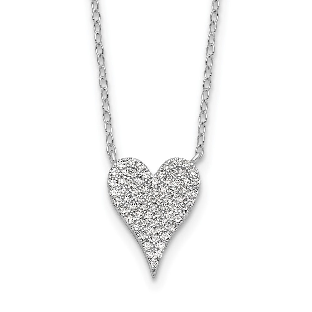 Sterlingsilber Cheryl M Rhodiniert Pavé Zirkonia Herz Halskette