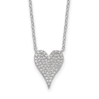 Sterlingsilber Cheryl M Rhodiniert Pavé Zirkonia Herz Halskette