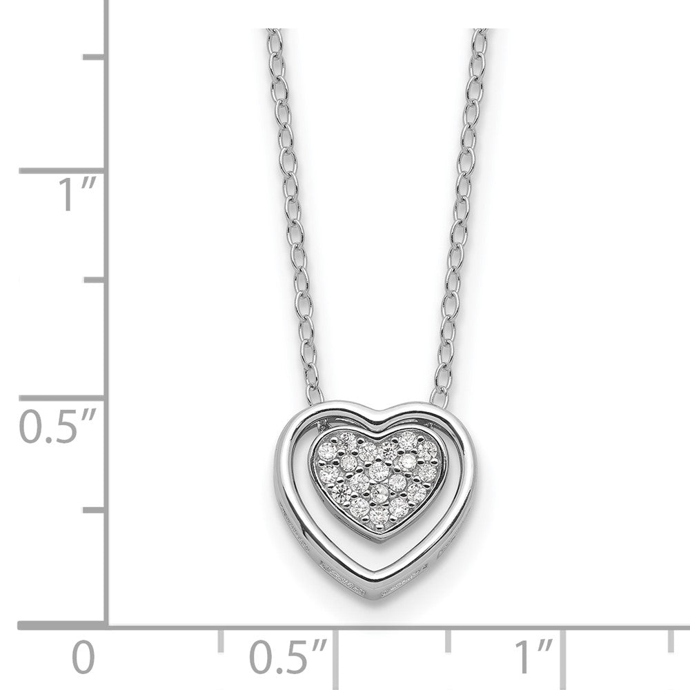 Sterlingsilber Cheryl M Rhodiniert Zirkonia Doppelt Herz Halskette