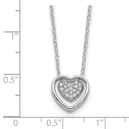 Sterlingsilber Cheryl M Rhodiniert Zirkonia Doppelt Herz Halskette