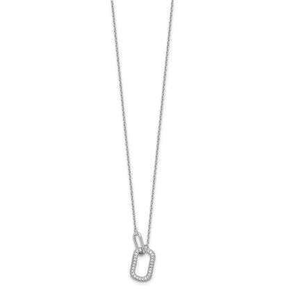 Sterlingsilber Cheryl M Rhodiniert Zirkonia Oval Knöpfe Halskette