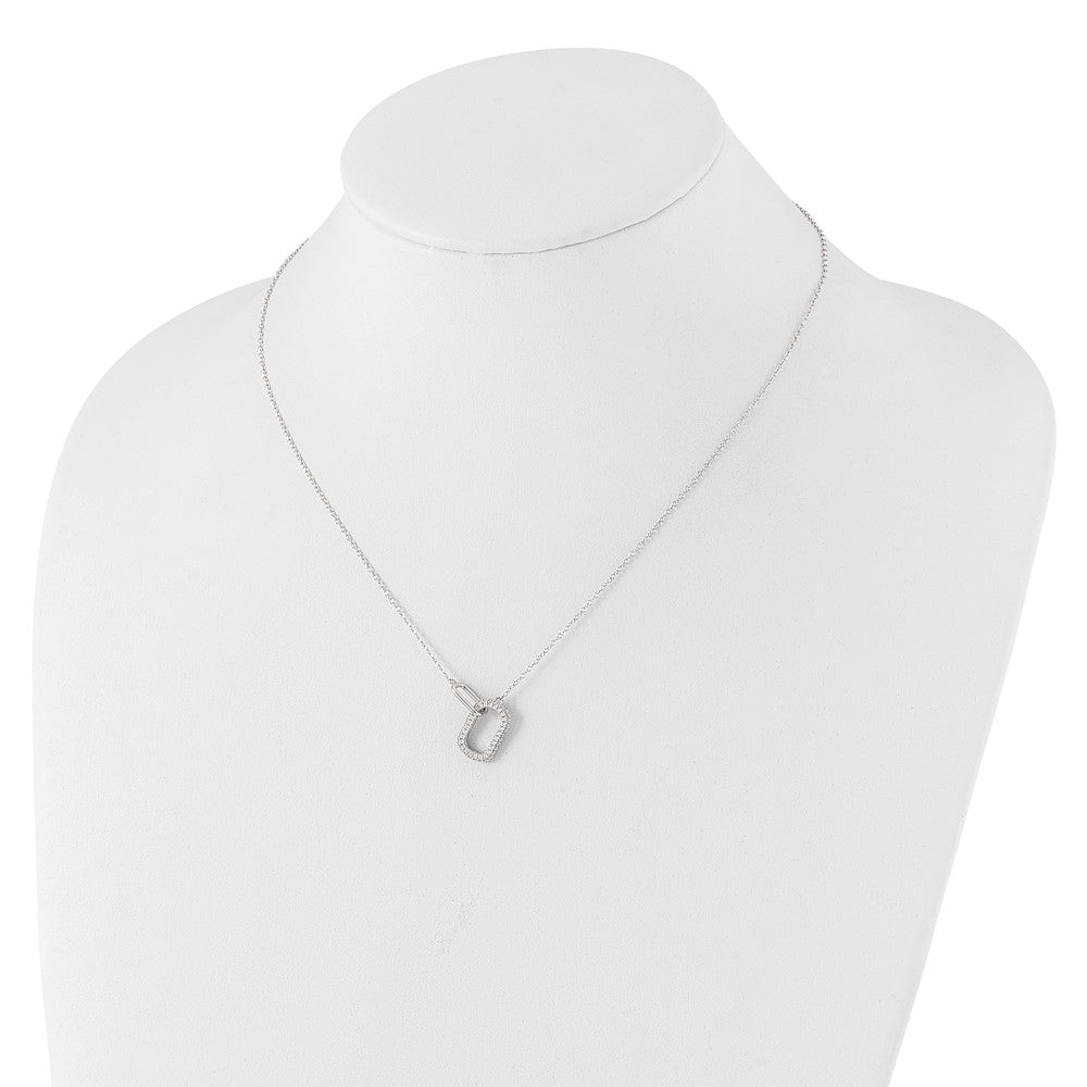 Sterlingsilber Cheryl M Rhodiniert Zirkonia Oval Knöpfe Halskette