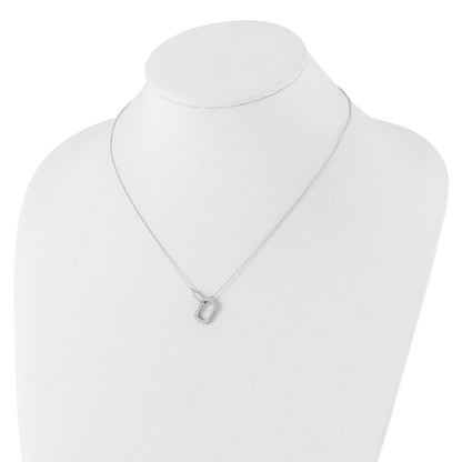 Sterlingsilber Cheryl M Rhodiniert Zirkonia Oval Knöpfe Halskette
