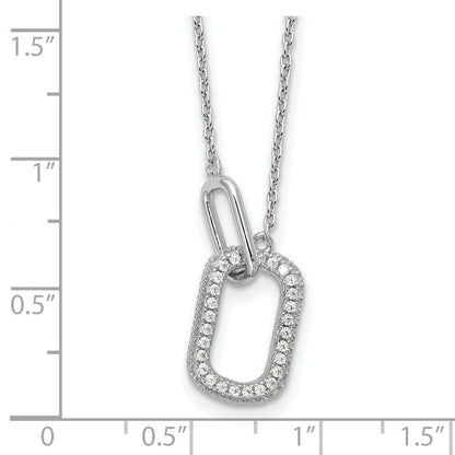 Sterlingsilber Cheryl M Rhodiniert Zirkonia Oval Knöpfe Halskette
