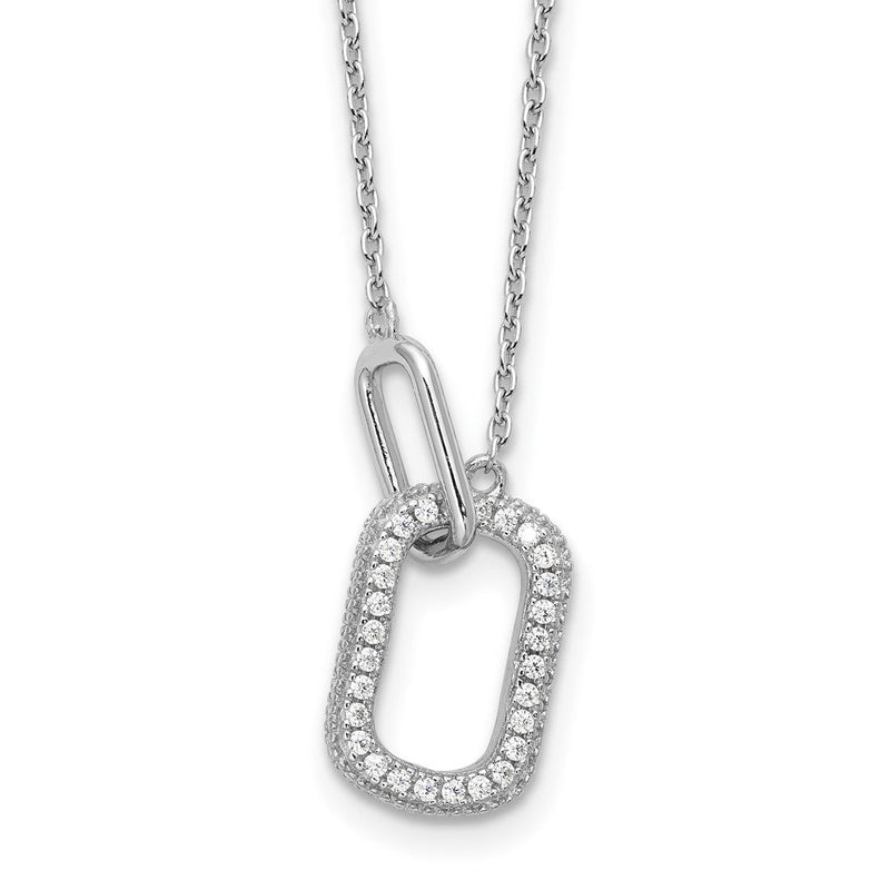 Sterlingsilber Cheryl M Rhodiniert Zirkonia Oval Knöpfe Halskette
