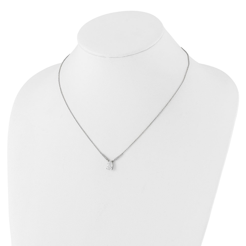 Sterlingsilber Cheryl M Rhodiniert Tropfen Geformt Zirkonia Halskette