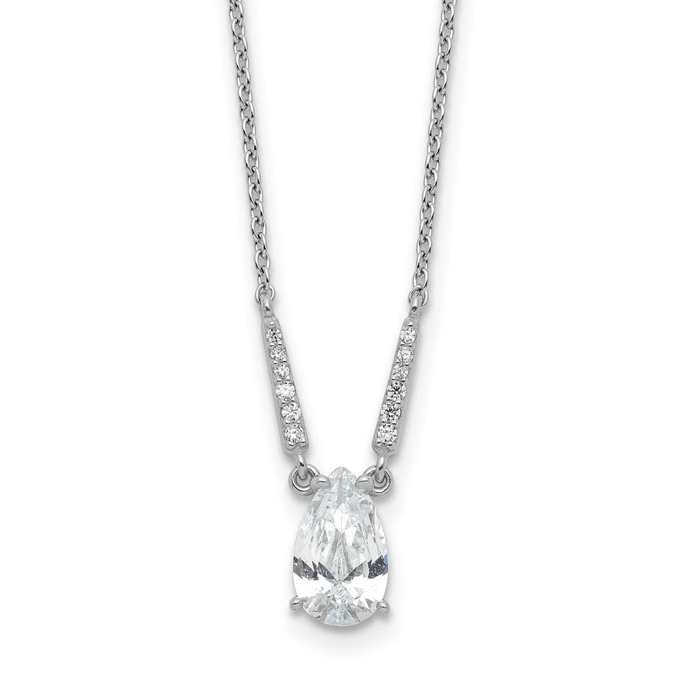 Sterlingsilber Cheryl M Rhodiniert Tropfen Geformt Zirkonia Halskette