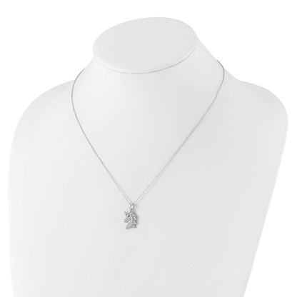 Sterlingsilber Cheryl M Rhodiniert Schwarz & Weiß Zirkonia Einhorn Halskette