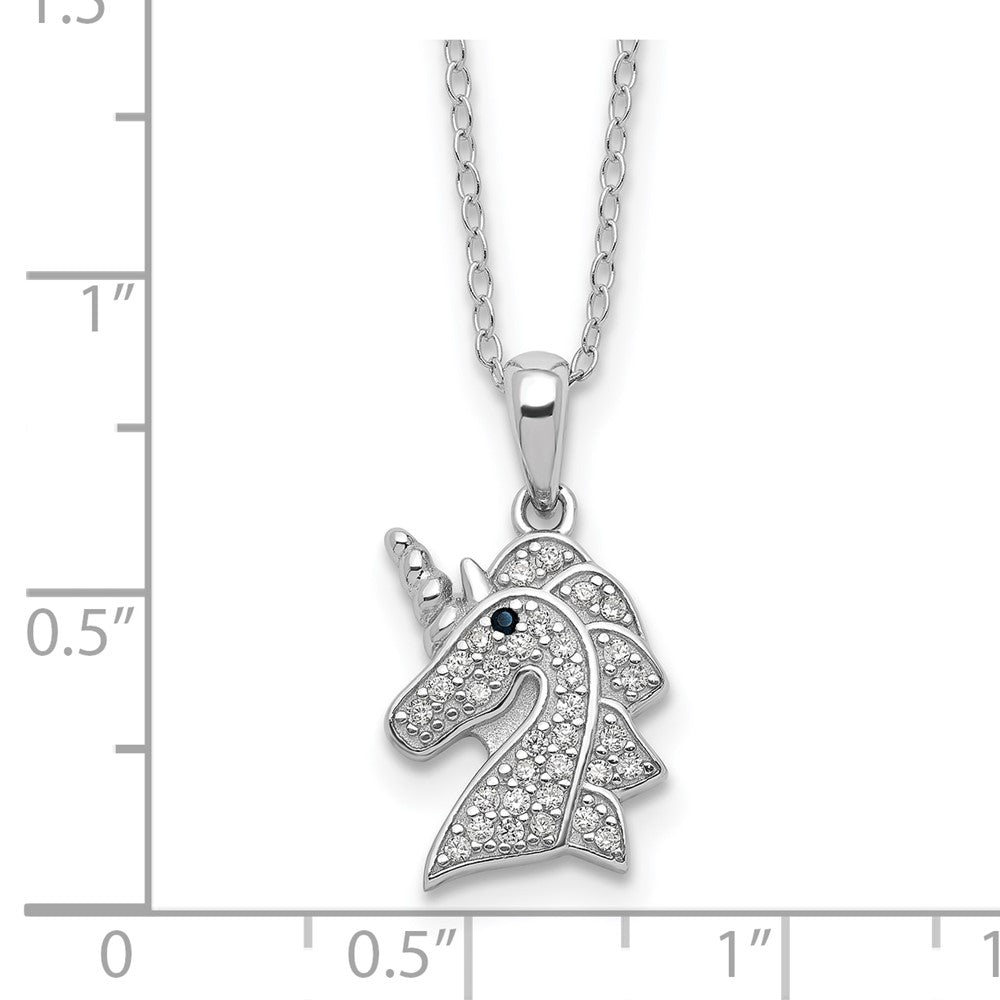 Sterlingsilber Cheryl M Rhodiniert Schwarz & Weiß Zirkonia Einhorn Halskette