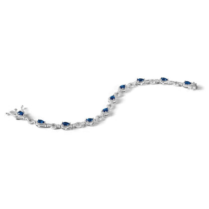 Sterlingsilber Cheryl M Rhodiniert Zirkonia & Blau Glas Armband