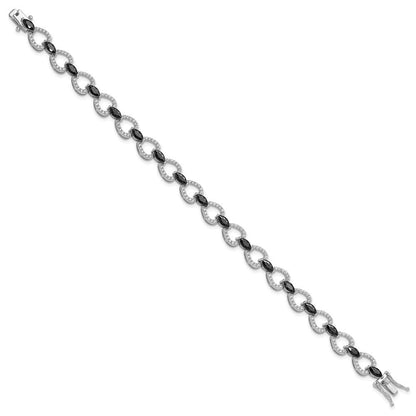 Sterlingsilber Cheryl M Rhodiniert Schwarz & Weiß Zirkonia Armband