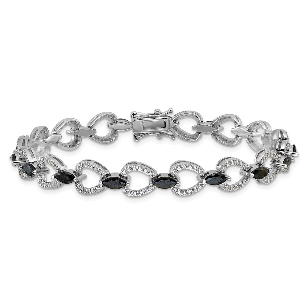 Sterlingsilber Cheryl M Rhodiniert Schwarz & Weiß Zirkonia Armband