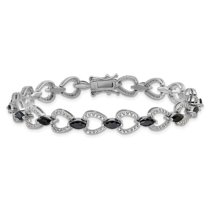 Sterlingsilber Cheryl M Rhodiniert Schwarz & Weiß Zirkonia Armband
