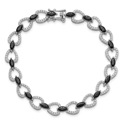 Sterlingsilber Cheryl M Rhodiniert Schwarz & Weiß Zirkonia Armband