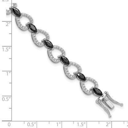 Sterlingsilber Cheryl M Rhodiniert Schwarz & Weiß Zirkonia Armband